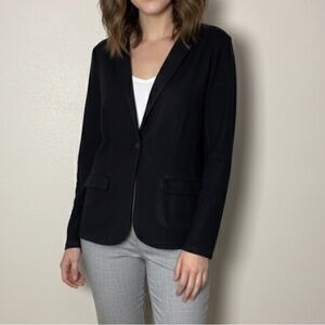 MAGASCHONI Women Black Large One Button Knit Blazer Jacket Office Professional